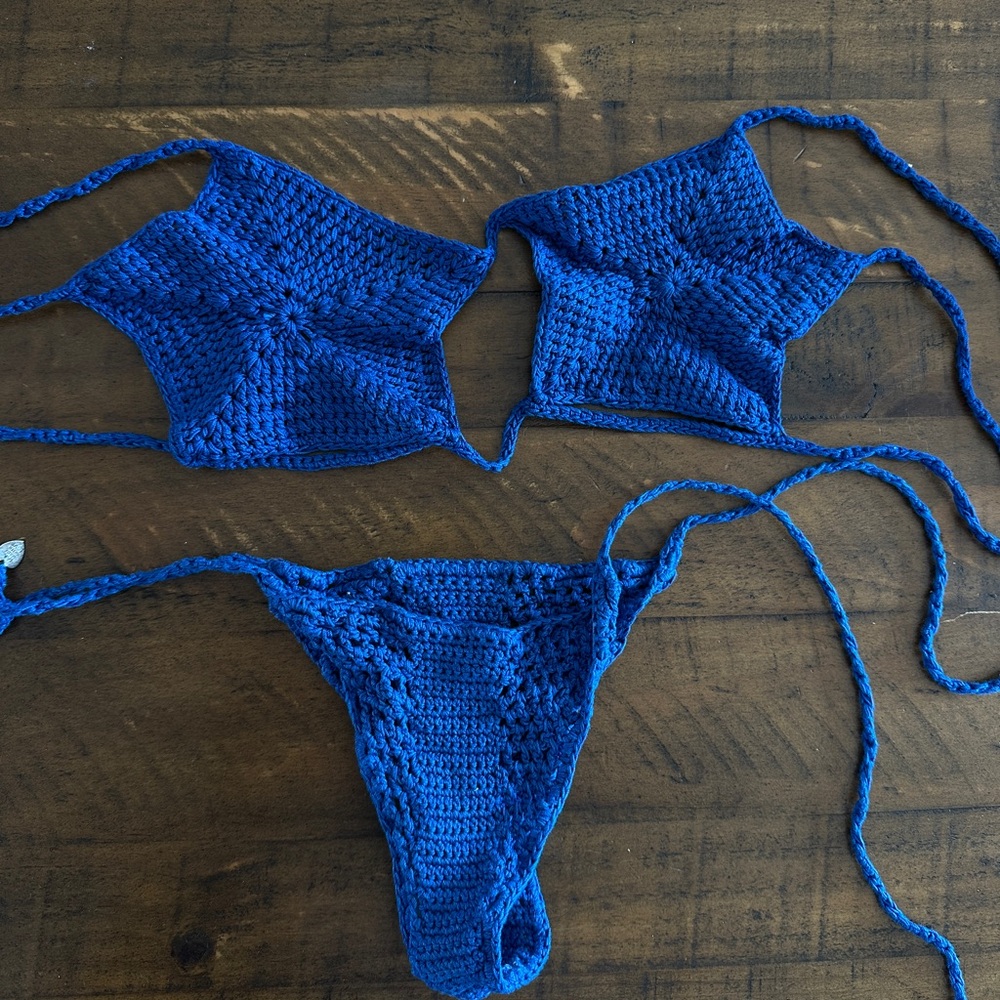 Beautiful blue crochet bikini handmade in Hawaii